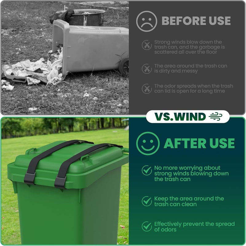 Gadgetzan 1 Pack Metal Double Claw Trash Can Lid Lock for Animals,Outdoor Trash Can Lock Straps for Raccoons,Bungee Cord Garbage Bin Lock for Bear Proof,Prevent Racoon and Wind from Trash Bin（Black) - Image 4